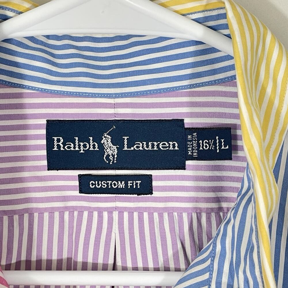 Polo Ralph Lauren Custom Fit Button Down Dress Shirt Size 16.5 Large Multicolor - Picture 2 of 5